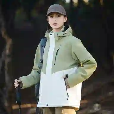 木林森 户外防风防雨防泼水可拆卸帽拼接拼色登山服夹克外套 男女同款