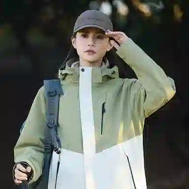 木林森 户外防风防雨防泼水可拆卸帽拼接拼色登山服夹克外套 男女同款