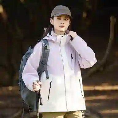 木林森 户外防风防雨防泼水可拆卸帽拼接拼色登山服夹克外套 男女同款