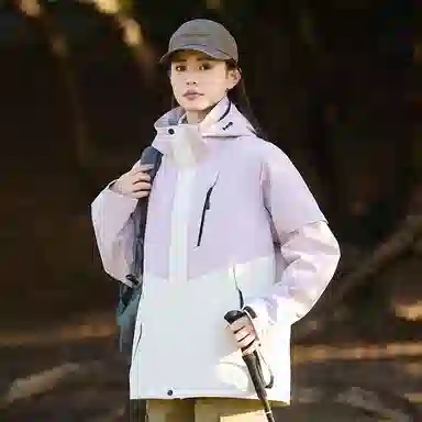木林森 户外防风防雨防泼水可拆卸帽拼接拼色登山服夹克外套 男女同款