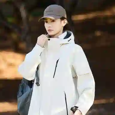木林森 户外防风防雨防泼水可拆卸帽拼接拼色登山服夹克外套 男女同款