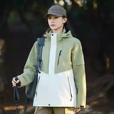 木林森 户外防风防雨防泼水可拆卸帽拼接拼色登山服夹克外套 男女同款