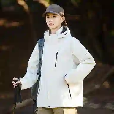 木林森 户外防风防雨防泼水可拆卸帽拼接拼色登山服夹克外套 男女同款