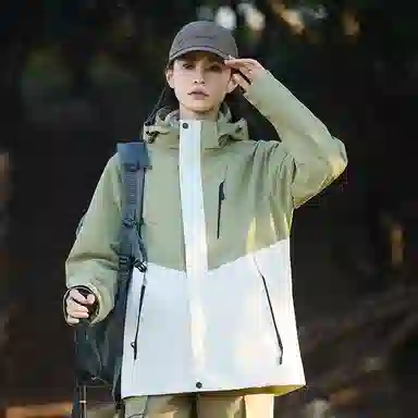 木林森 户外防风防雨防泼水可拆卸帽拼接拼色登山服夹克外套 男女同款