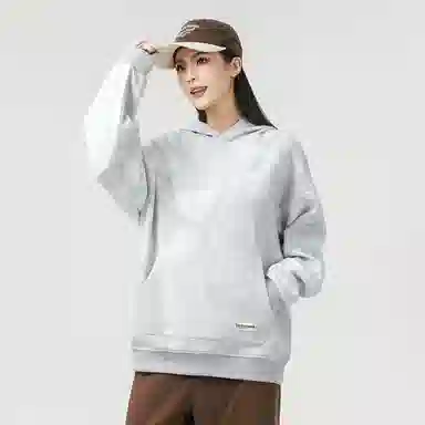 大卫贝肯 美式高街纯色宽松休闲连帽长袖卫衣 男女同款 深灰