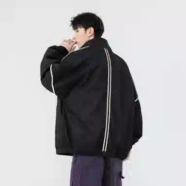 大卫贝肯 美式潮牌字母印花宽松舒适户外防风保暖高街机能风痞帅飞行夹克外套 男女同款 杏色