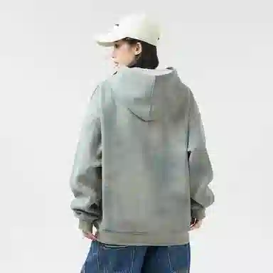 大卫贝肯 美式高街纯色宽松休闲连帽长袖卫衣 男女同款 深灰