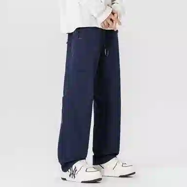 大卫贝肯 美式复古简约纯色百搭宽松舒适户外出行防风防水休闲工装裤 男女同款 黑色