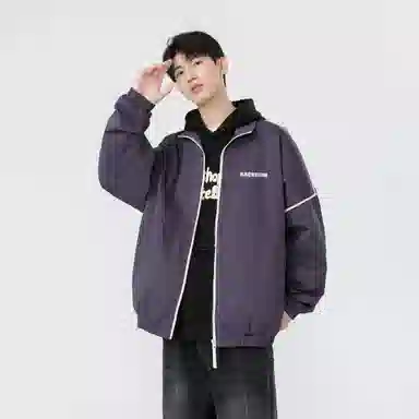 大卫贝肯 美式潮牌字母印花宽松舒适户外防风保暖高街机能风痞帅飞行夹克外套 男女同款 杏色