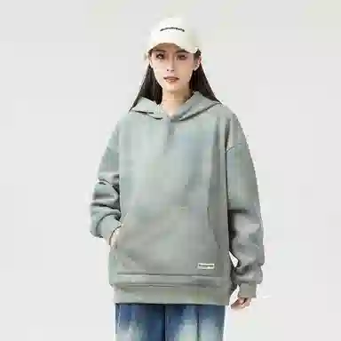 大卫贝肯 美式高街纯色宽松休闲连帽长袖卫衣 男女同款 深灰