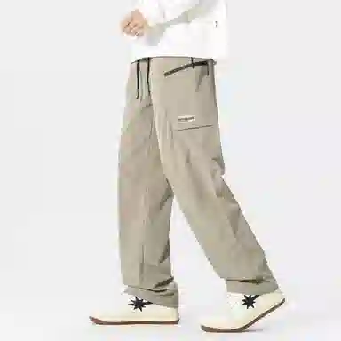 大卫贝肯 美式复古简约纯色百搭宽松舒适户外出行防风防水休闲工装裤 男女同款 黑色