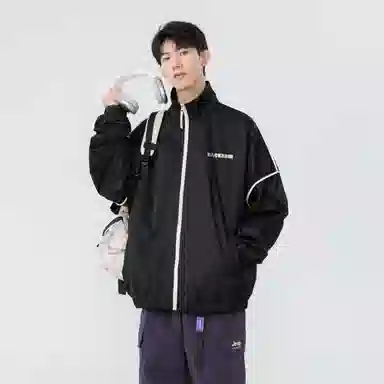 大卫贝肯 美式潮牌字母印花宽松舒适户外防风保暖高街机能风痞帅飞行夹克外套 男女同款 杏色