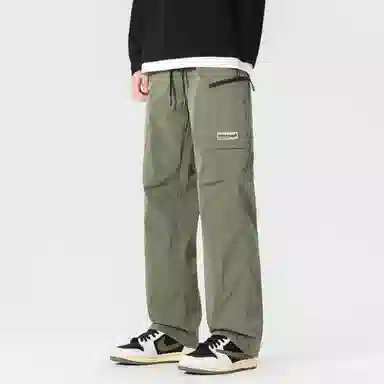 大卫贝肯 美式复古简约纯色百搭宽松舒适户外出行防风防水休闲工装裤 男女同款 黑色