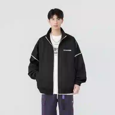 大卫贝肯 美式潮牌字母印花宽松舒适户外防风保暖高街机能风痞帅飞行夹克外套 男女同款 杏色