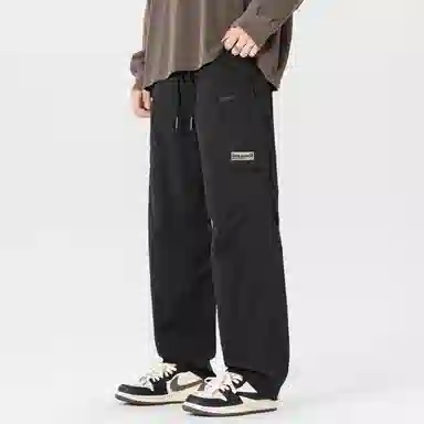 大卫贝肯 美式复古简约纯色百搭宽松舒适户外出行防风防水休闲工装裤 男女同款 黑色
