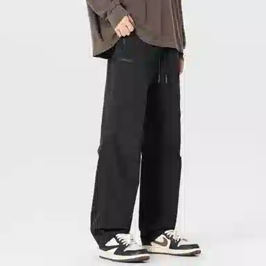 大卫贝肯 美式复古简约纯色百搭宽松舒适户外出行防风防水休闲工装裤 男女同款 黑色