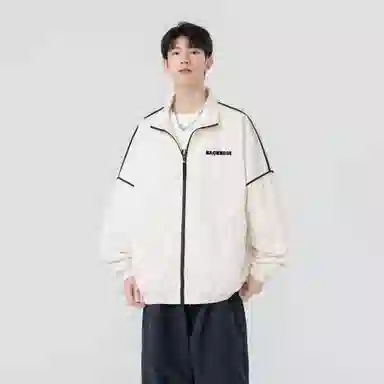 大卫贝肯 美式潮牌字母印花宽松舒适户外防风保暖高街机能风痞帅飞行夹克外套 男女同款 杏色