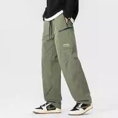 大卫贝肯 美式复古简约纯色百搭宽松舒适户外出行防风防水休闲工装裤 男女同款 黑色