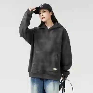 大卫贝肯 美式高街纯色宽松休闲连帽长袖卫衣 男女同款 深灰