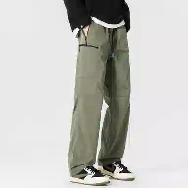 大卫贝肯 美式复古简约纯色百搭宽松舒适户外出行防风防水休闲工装裤 男女同款 黑色