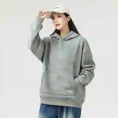 大卫贝肯 美式高街纯色宽松休闲连帽长袖卫衣 男女同款 深灰