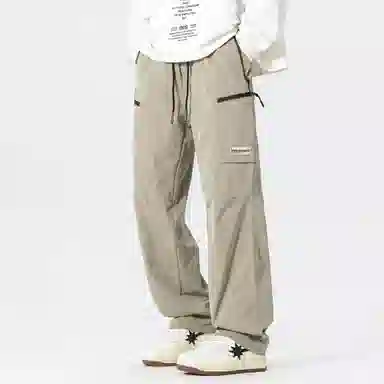 大卫贝肯 美式复古简约纯色百搭宽松舒适户外出行防风防水休闲工装裤 男女同款 黑色