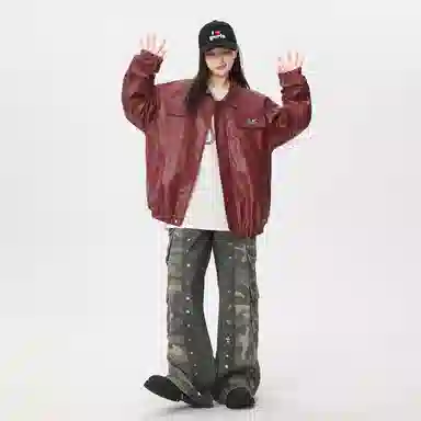 Bingfei Vintage PU Leather Jacket