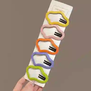 如花梦 镂空云朵侧边刘海夹 皮质 发夹 女款