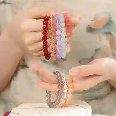 周大生 【好运连连到】上岸 万物有灵白露大版 时来运转净化磁场+能量 新中式国潮 四季平安纳福小众轻奢气质百搭#好运 白水晶 手串 男款