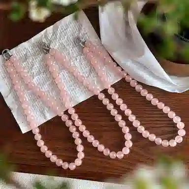 龙弗 【甜蜜星漩】爱情之石少女心粉晶圆珠甜美精致高级感吸桃花旺人缘圆圆满满顺顺利利百搭 好运 水晶 项链 女款