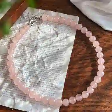 龙弗 【甜蜜星漩】爱情之石少女心粉晶圆珠甜美精致高级感吸桃花旺人缘圆圆满满顺顺利利百搭 好运 水晶 项链 女款