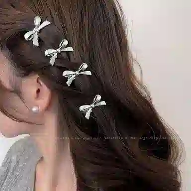 黑调 甜酷金属蝴蝶结 高级感 合金 发夹 女款