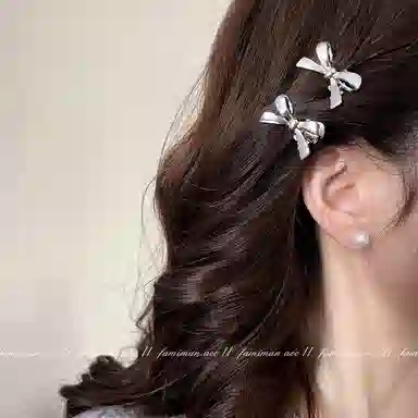 黑调 甜酷金属蝴蝶结 高级感 合金 发夹 女款