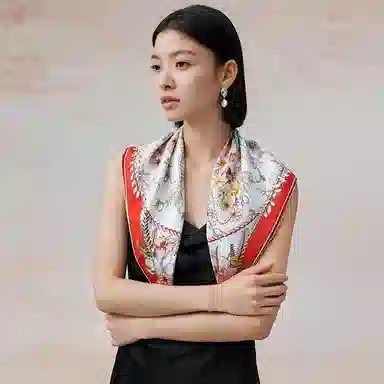 上海故事 花好月圆双面印花 礼盒装 桑蚕丝 丝巾 女款