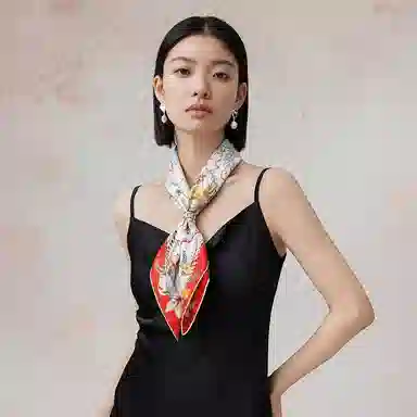 上海故事 花好月圆双面印花 礼盒装 桑蚕丝 丝巾 女款