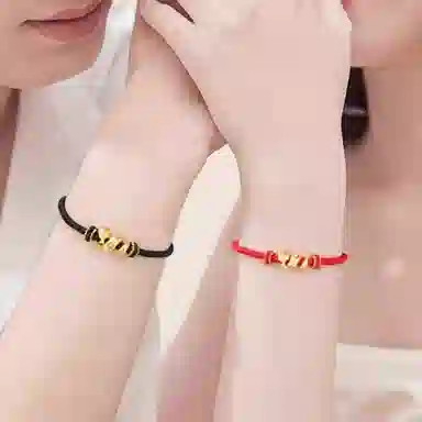 柯芙尼 足银手绳本命年红绳卷卷蛇小情侣手饰蛇年女生红绳吉祥佩戴物可调节 日常简约百搭高级感 足银 手链 男女同款情侣款