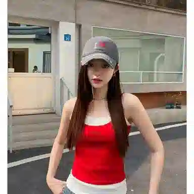 优莲茵 大帽檐显脸小爱心涂鸦 做旧水洗磨破刺绣字母潮流小众 棉 鸭舌帽 男女同款情侣款