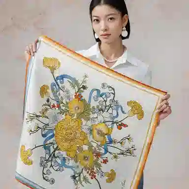 上海故事 南法庄园优雅高端丝绸质感经典设计优雅气质花卉礼盒装 桑蚕丝 丝巾 女款
