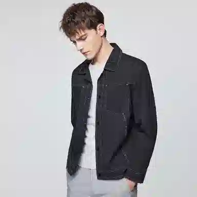 红豆 提花舒适翻领纯色日常百搭夹克外套 男款