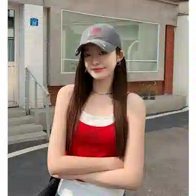 优莲茵 大帽檐显脸小爱心涂鸦 做旧水洗磨破刺绣字母潮流小众 棉 鸭舌帽 男女同款情侣款