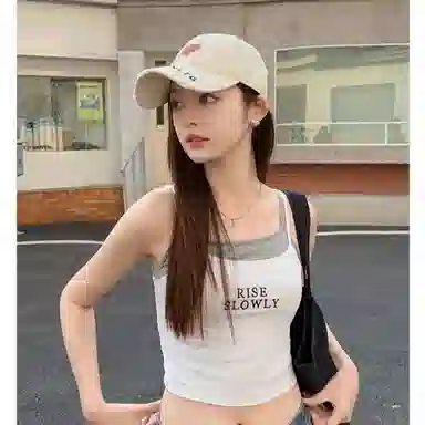 优莲茵 大帽檐显脸小爱心涂鸦 做旧水洗磨破刺绣字母潮流小众 棉 鸭舌帽 男女同款情侣款