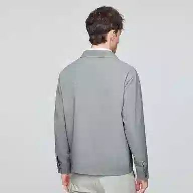 红豆 提花舒适翻领纯色日常百搭夹克外套 男款