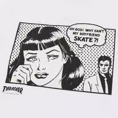 Thrasher Anime Print Long Sleeve Tee White