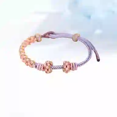 【可拆开DIY】 迎百宝 幸福铃兰系列 好运 新中式国潮浪漫少女氛围感桃花编织织物 精致优雅创意手饰仪式感手绳 男女同款情侣款
