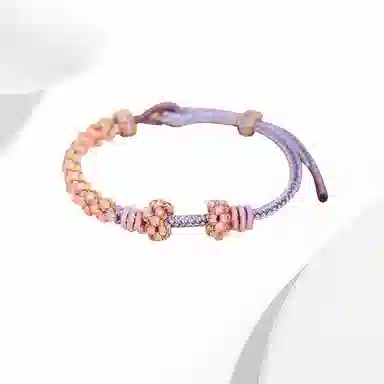 【可拆开DIY】 迎百宝 幸福铃兰系列 好运 新中式国潮浪漫少女氛围感桃花编织织物 精致优雅创意手饰仪式感手绳 男女同款情侣款