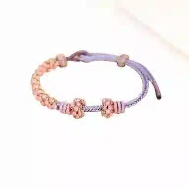 【可拆开DIY】 迎百宝 幸福铃兰系列 好运 新中式国潮浪漫少女氛围感桃花编织织物 精致优雅创意手饰仪式感手绳 男女同款情侣款