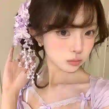 芒果饰品 超仙紫色铃兰花流苏发饰 仿珍珠 布艺 发夹 女款