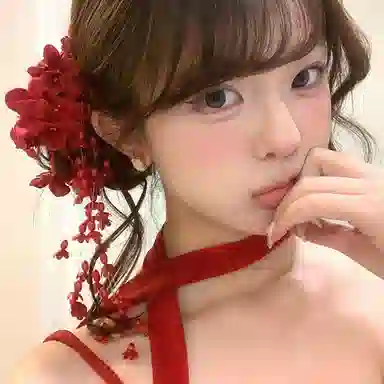 芒果饰品 超仙紫色铃兰花流苏发饰 仿珍珠 布艺 发夹 女款