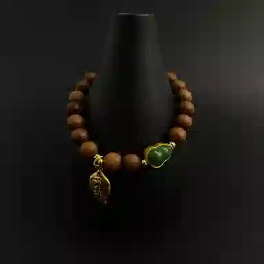 耳玺 一叶生财国风传统复古风小众创意设计感国潮高级感手持盘玩串珠中式转运珠 檀木 木作手串 男女同款情侣款