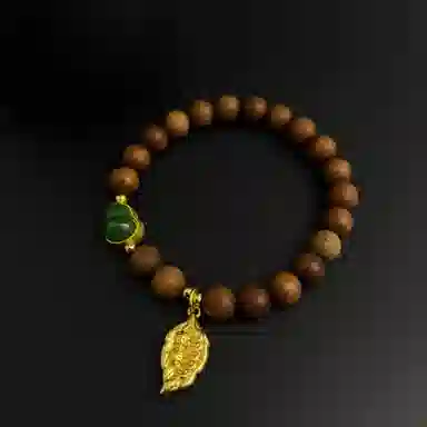 耳玺 一叶生财国风传统复古风小众创意设计感国潮高级感手持盘玩串珠中式转运珠 檀木 木作手串 男女同款情侣款